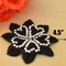 1 Piece 4.5" Width Black Beaded Rhinestone Flower Applique for Dress Embellishment and Costume DIY